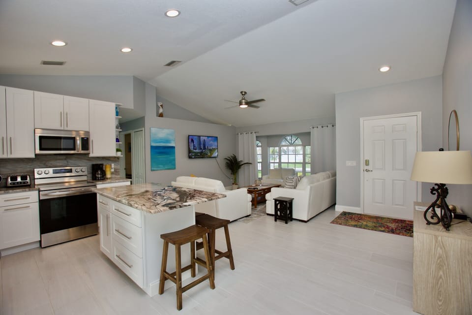The vacation rental's open layout is perfect for spending time with family.