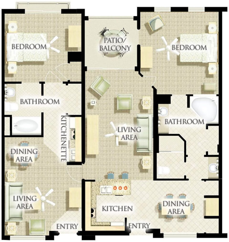 2 Bedroom lockoff floor plan