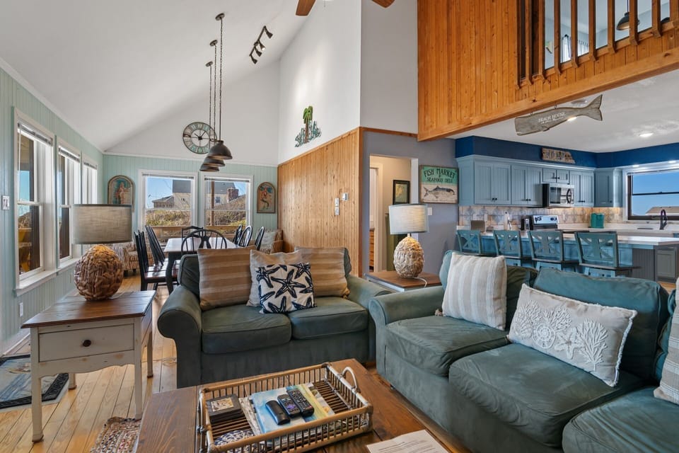 Relax in the spacious Living Area with a fireplace!