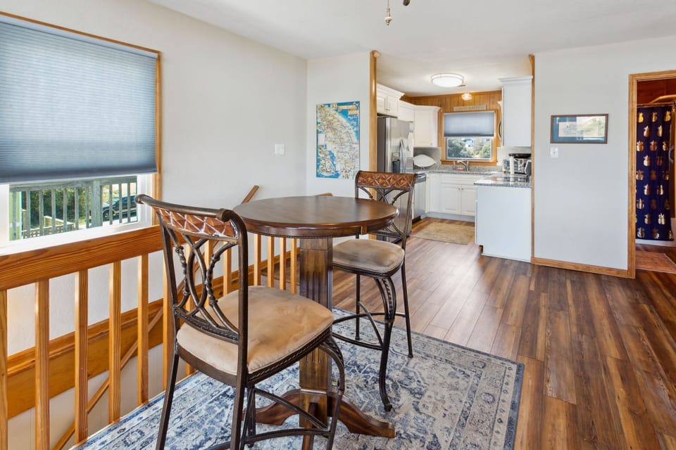 A breakfast nook offers even more space to eat together or break out a board game on a rainy day.