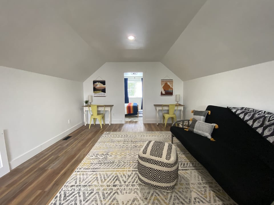 Upper Level Living Room. Full size sofa bed if you have a larger group.