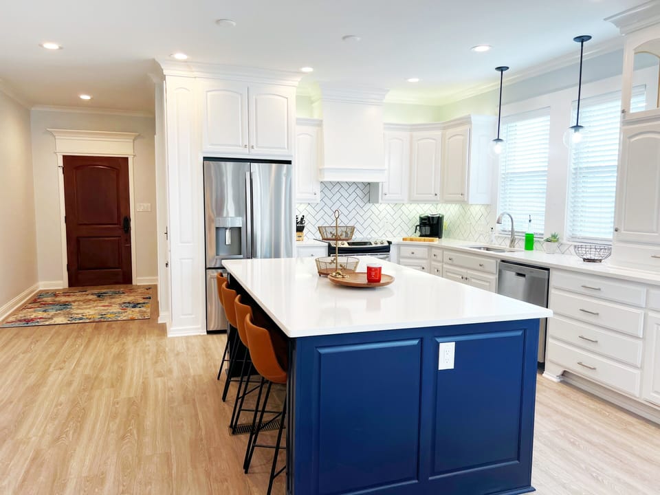 Kitchen island with counter height seating for four. 