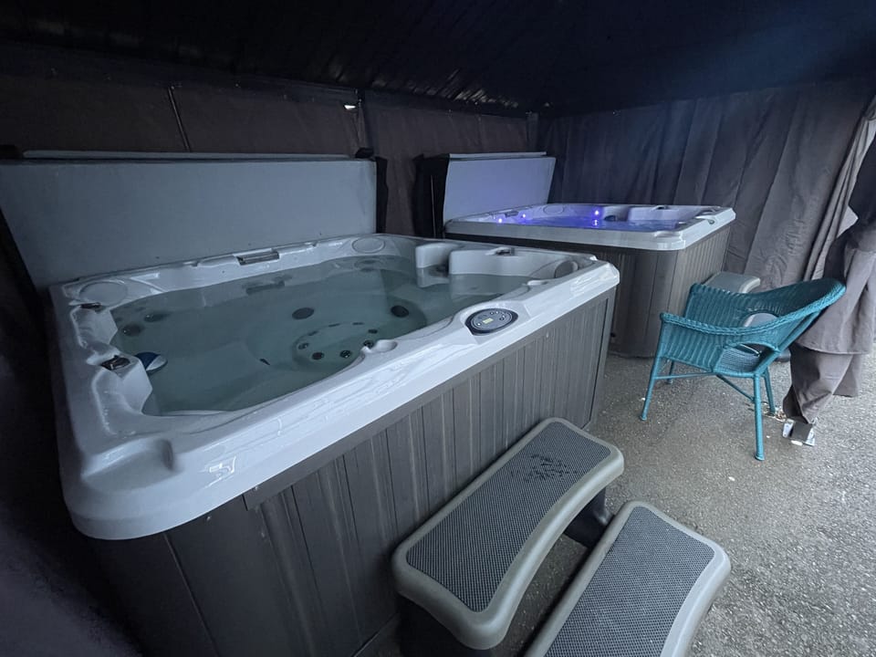 Relax day or night in these 6 person hot tubs. Adjustable jets, lights. 
