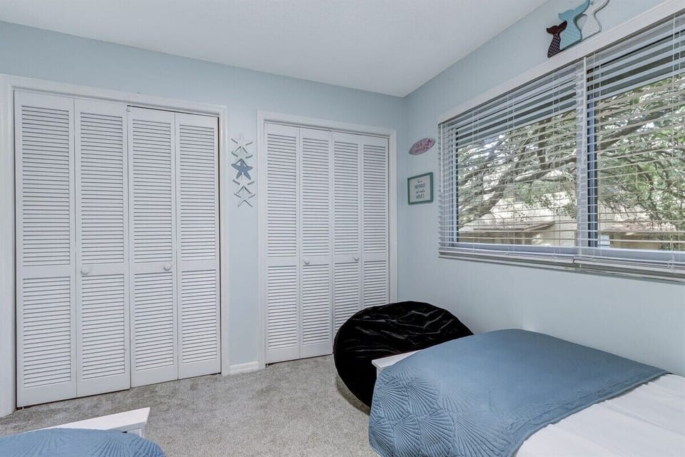 Twin Guest Room has Closets for Storage
