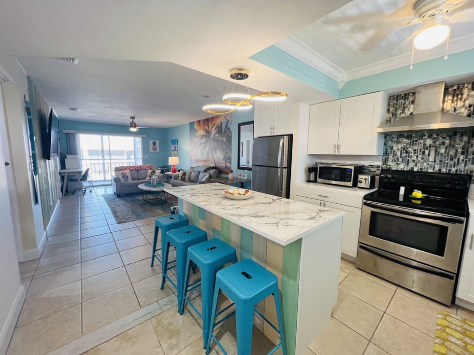 View when you walk in the front door.  Brand new kitchen with marble counters.
