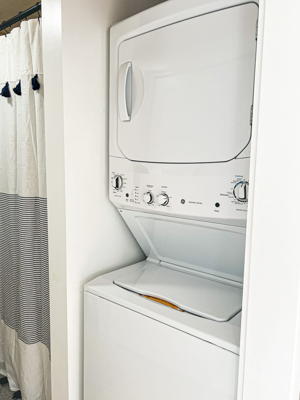 Stackable washer and dryer for your convenience. 