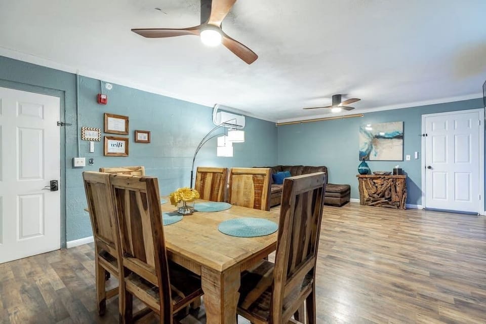Dining space for six.