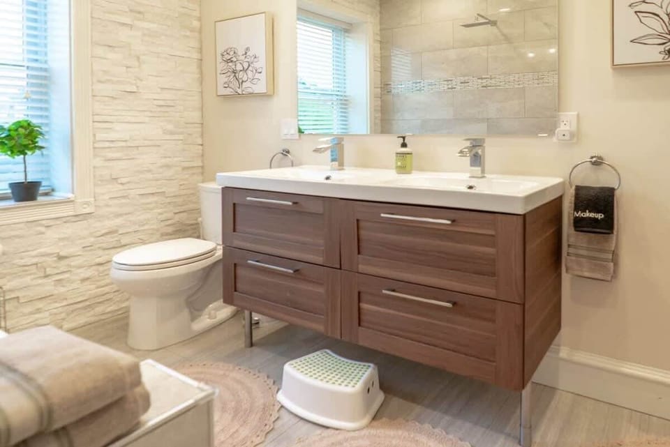His/hers vanity and all the toiletries you need.