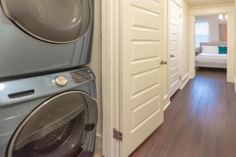 Laundry complete with detergent and dryer sheets awaits!