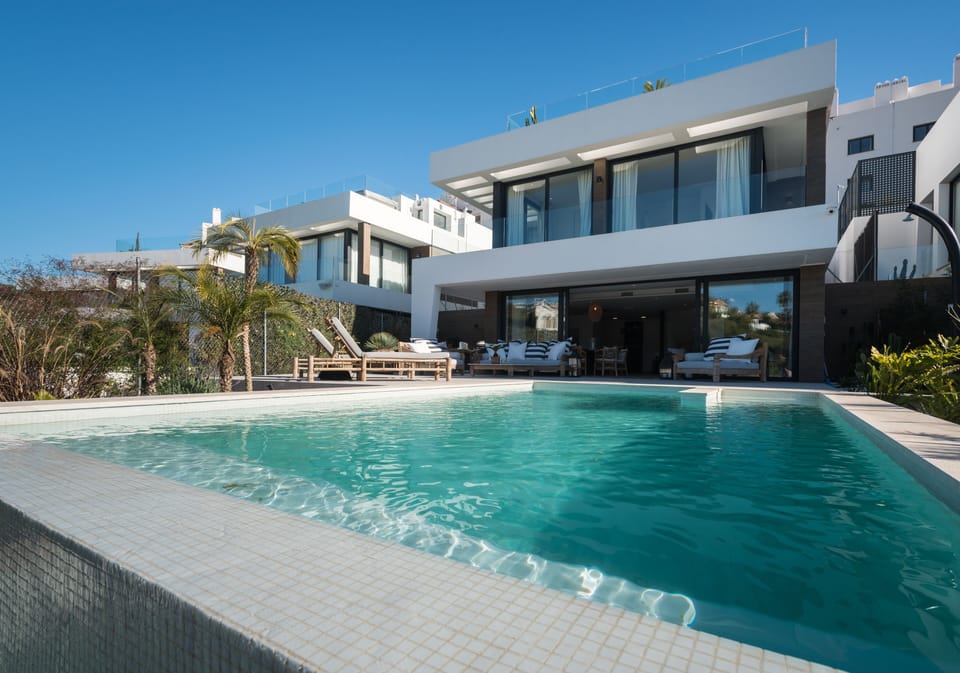 Views from the pool over the outdoor areas