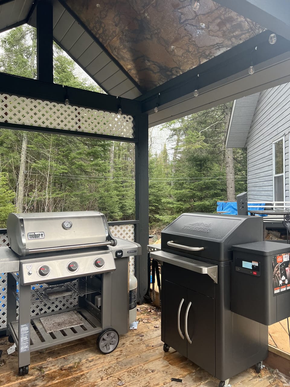 Weber BBQ (included) and Traeger Smoker (accessed for additional fees).