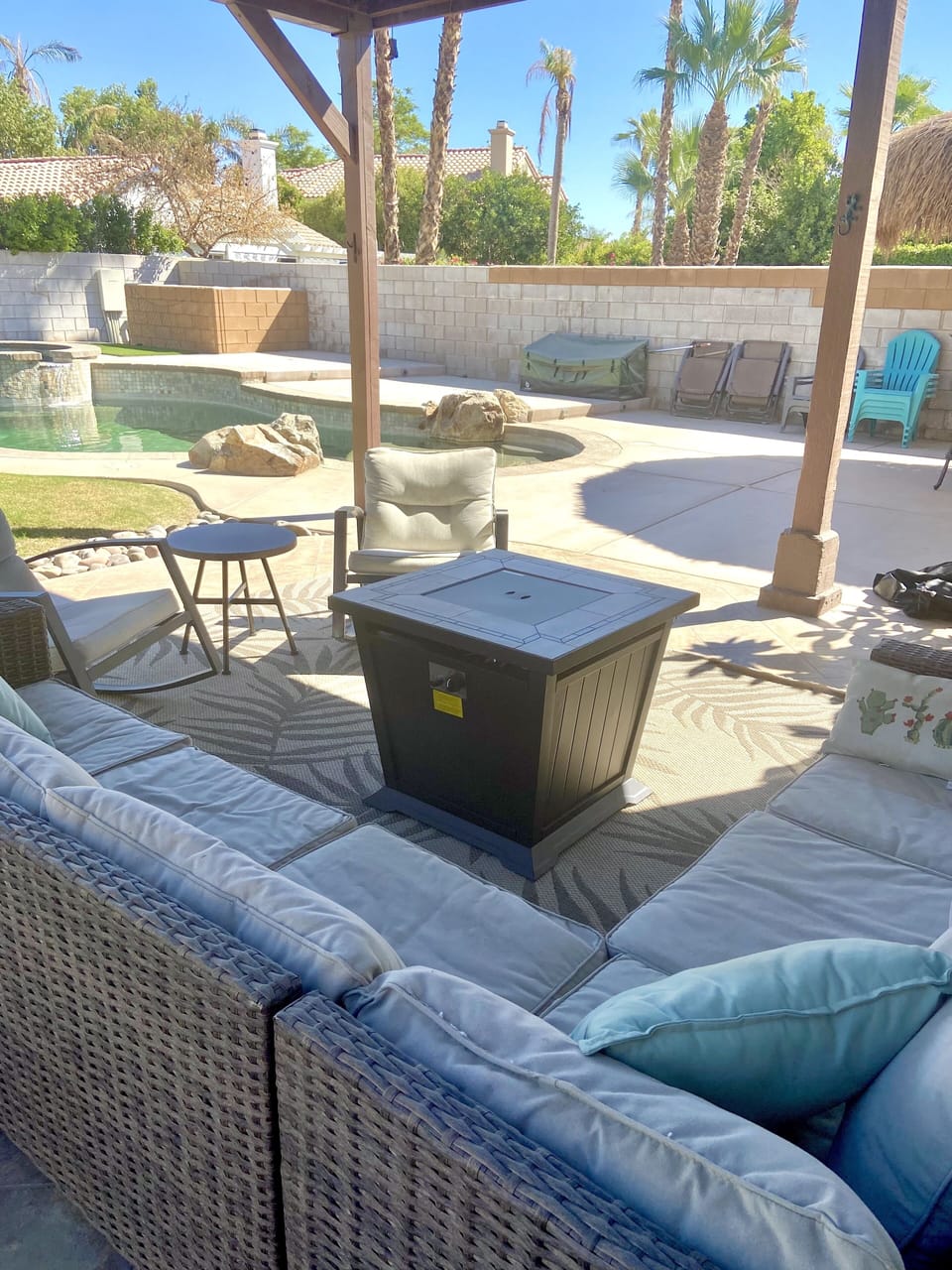 Fire pit and outdoor couch