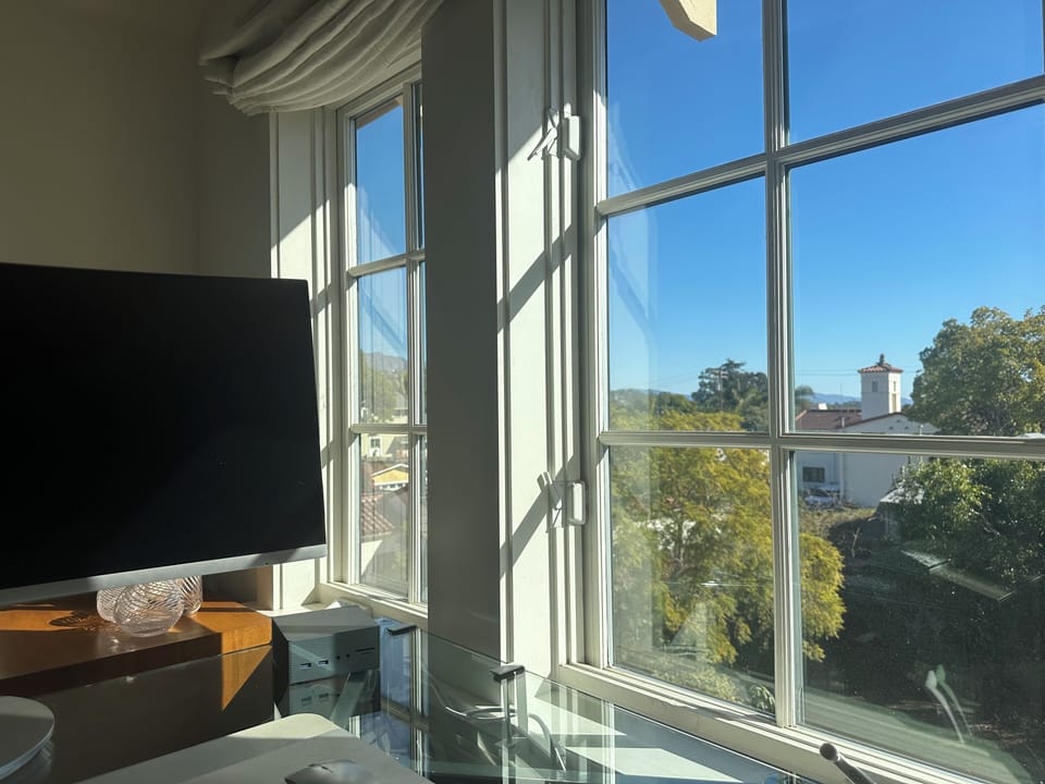 View from desk of Riviera and other landmarks.