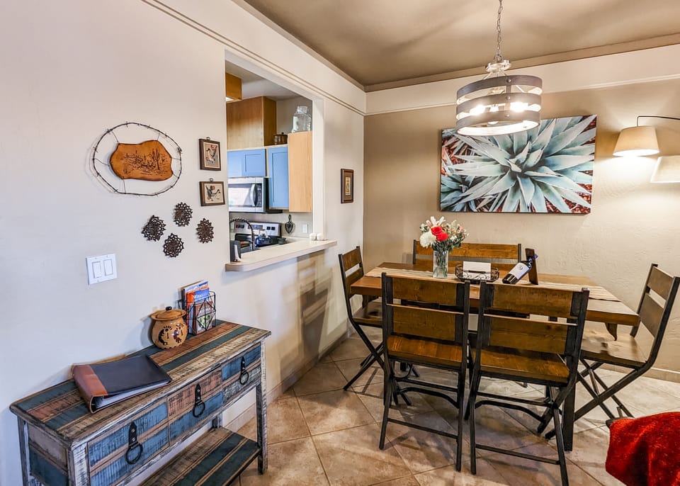 Large dining table for entertaining.