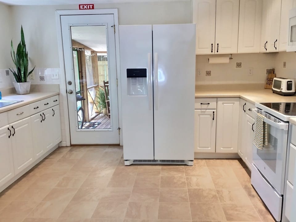 Kitchen has everything you’ll need to cook meals just like home. 