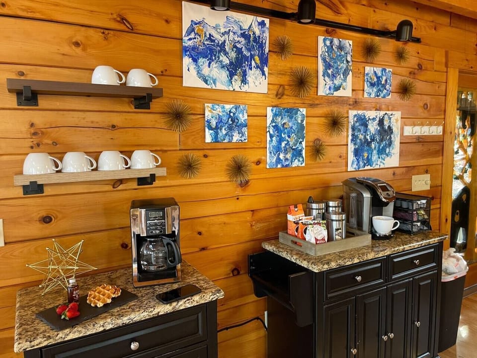 First, head to the coffee nook. Make yourself a warm cup.