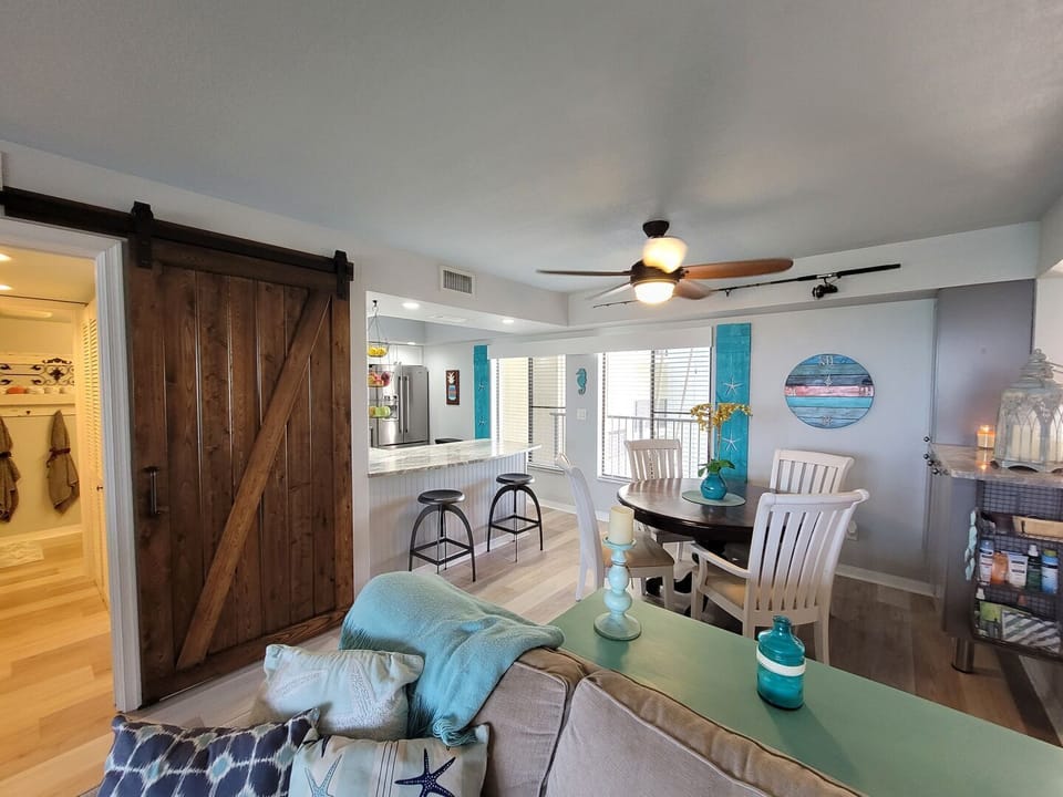 View from living room with split floor plan 