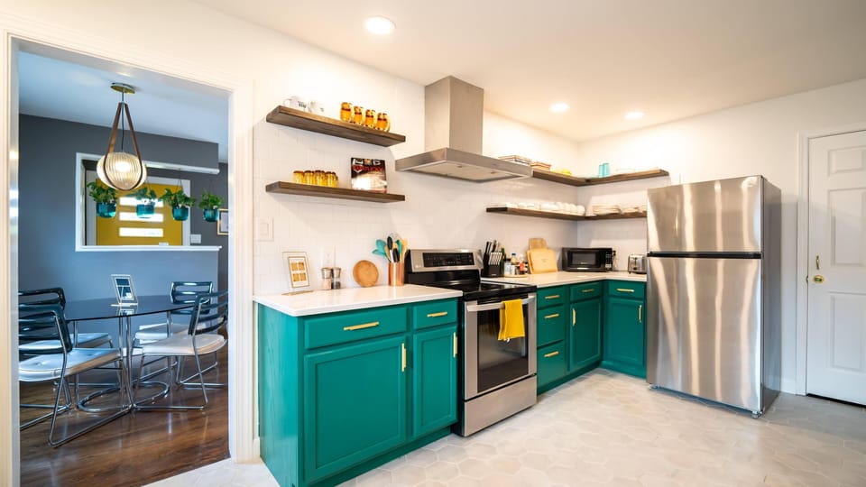 Updated kitchen with range & fridge!
Custom one-off paint color for cabinets.