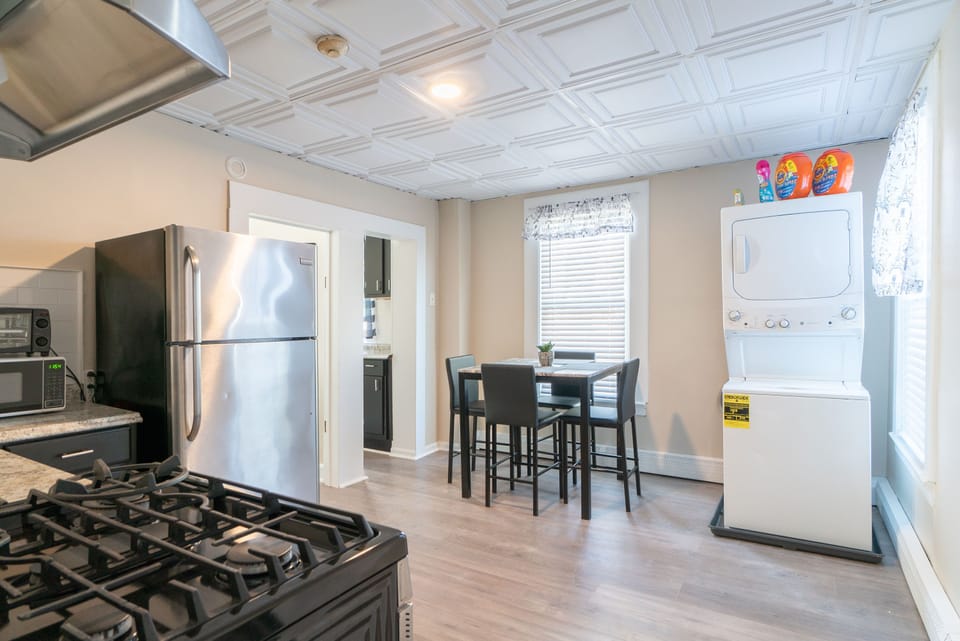 Open fully stocked kitchen 
