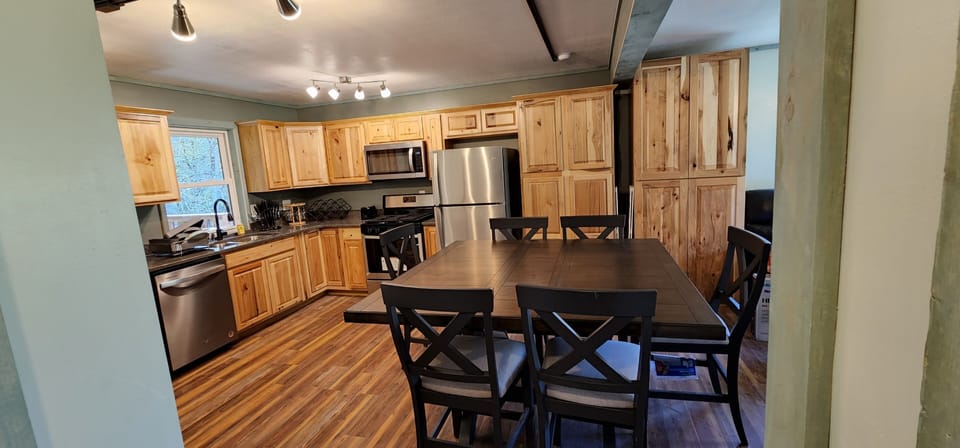 Kitchen and counter height dining table for eight.