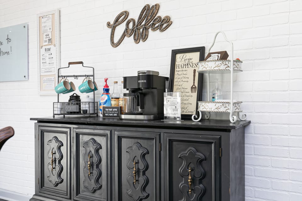 Bring your favorite k-cups and enjoy a cup of freshly brewed coffee or hot tea from our coffee bar