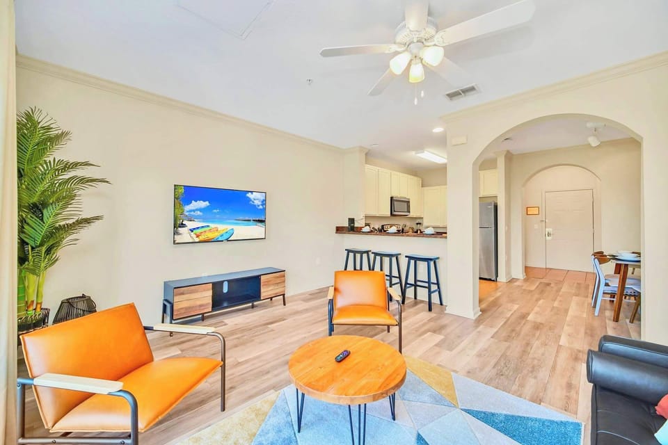Vibrant living room with smart TV 