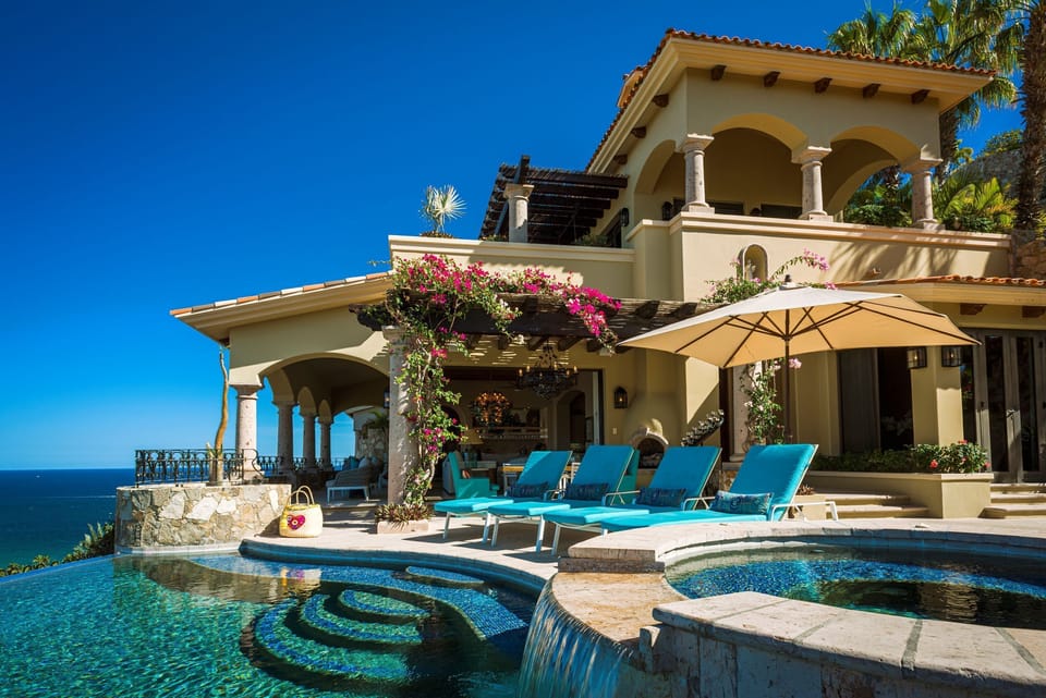 A view from the pool, looking at the house!