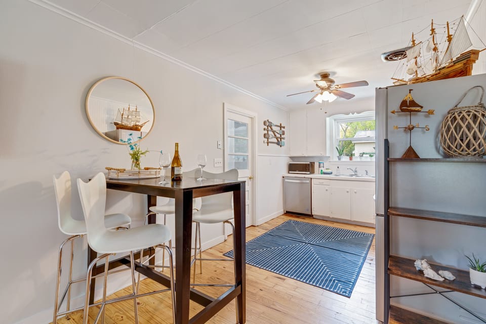 Open kitchen and dining area