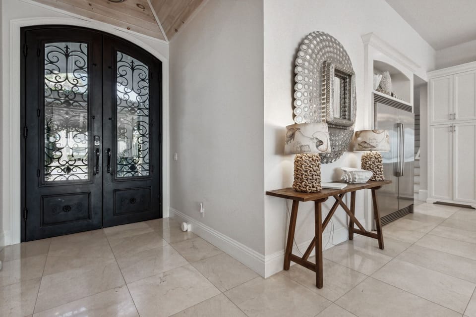 Stately Foyer with Gorgeous Pickled Pine Ceiling
