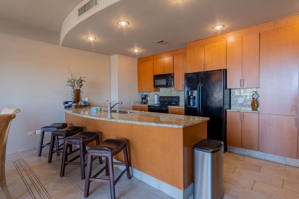 Tons of cabinet storage and all the kitchen amenities you need are here.