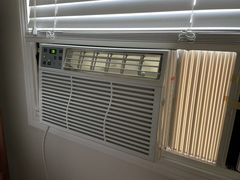 Window A/C Unit in Master Bedroom.  The entire house has A/C.  