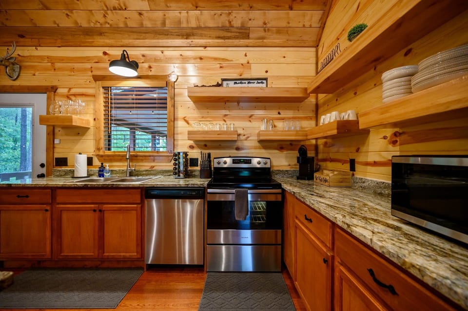 Fully stocked kitchen.  
