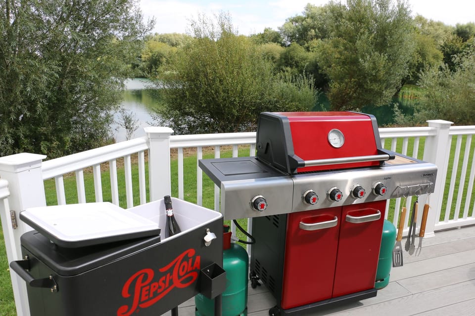 Gas BBQ and drinks cooler