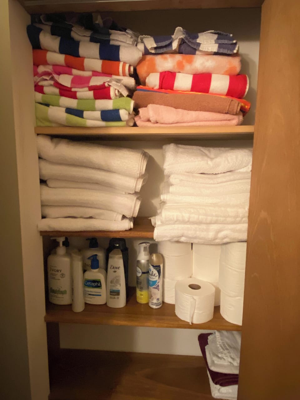 stocked bathroom closet