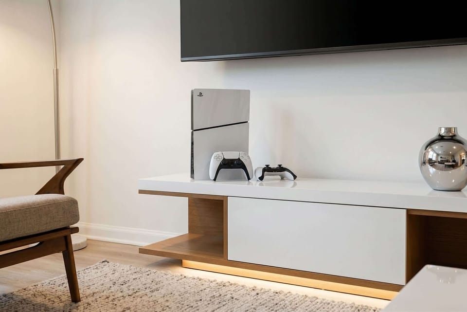 Unwind with your favorite games on a sleek PlayStation 5 and enjoy your stay!