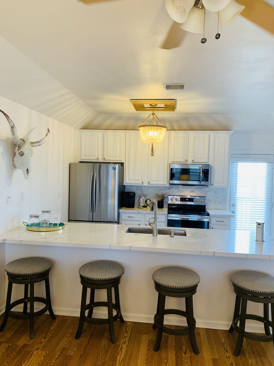 Great entertaining area.  Charging station built in the countertop. 