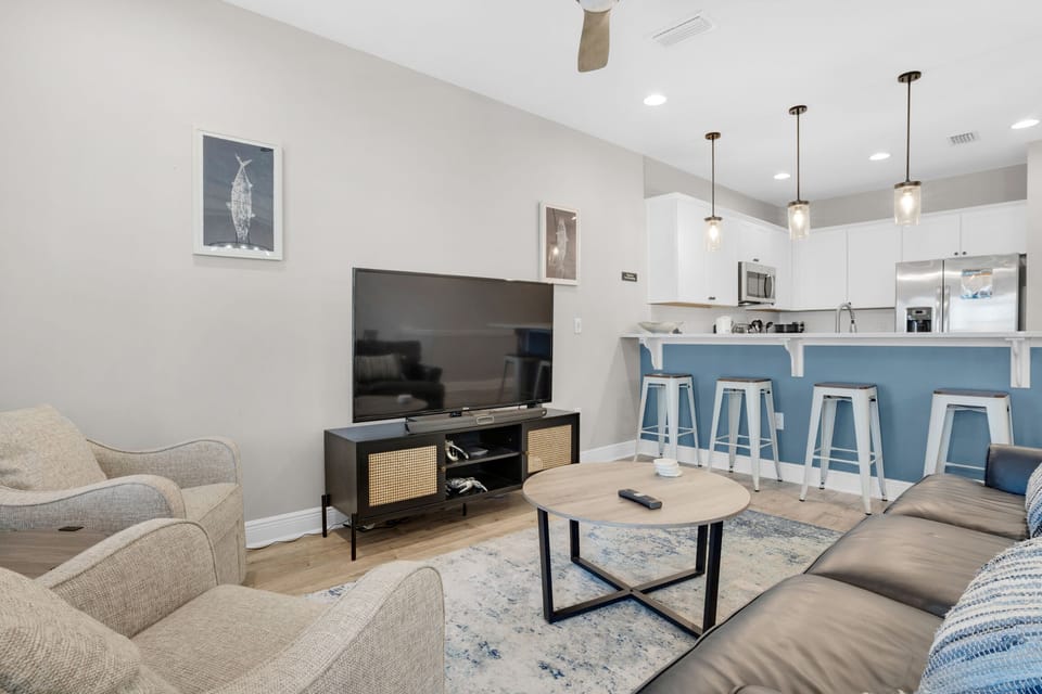 Enjoy a movie on the flat screen TV