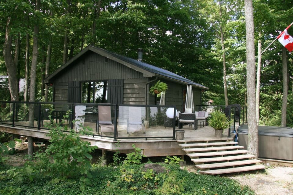 Deck facing over 180 degree view of waterfront.