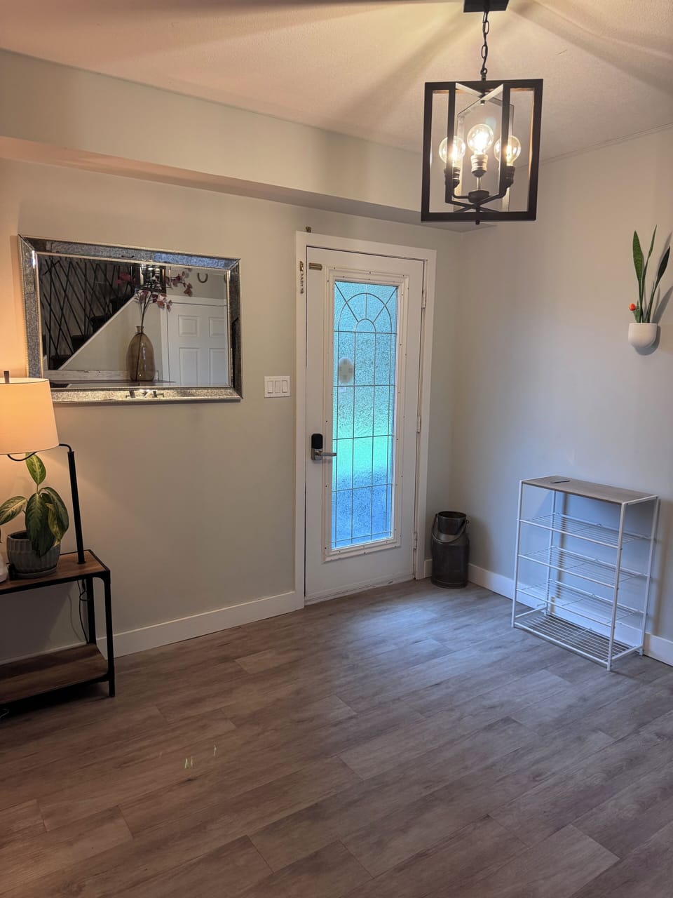 Foyer with shoe shelf and umbrella stand
