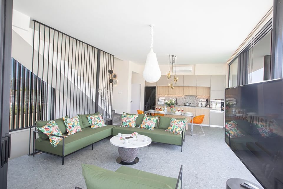 Living Room with Comfortable Sofas and Widescreen TV