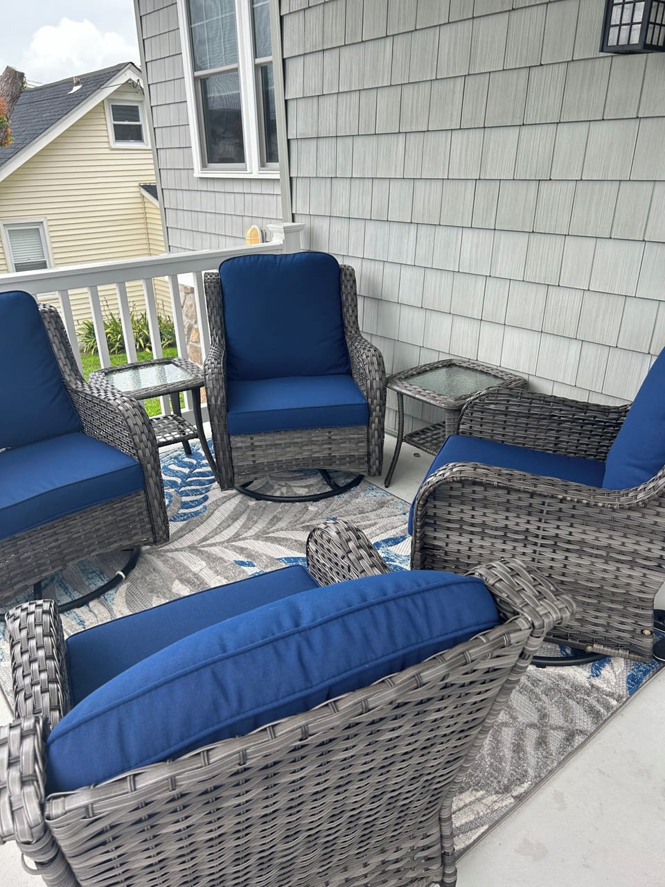 Front porch. 4  swivel chairs