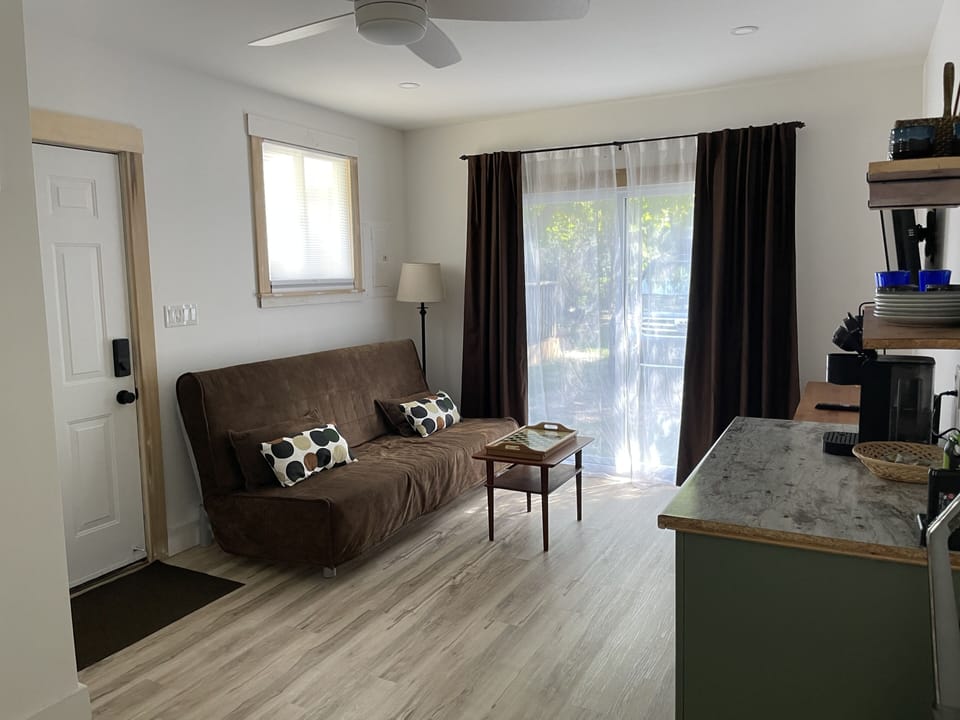 Bunkie with view of sliding door