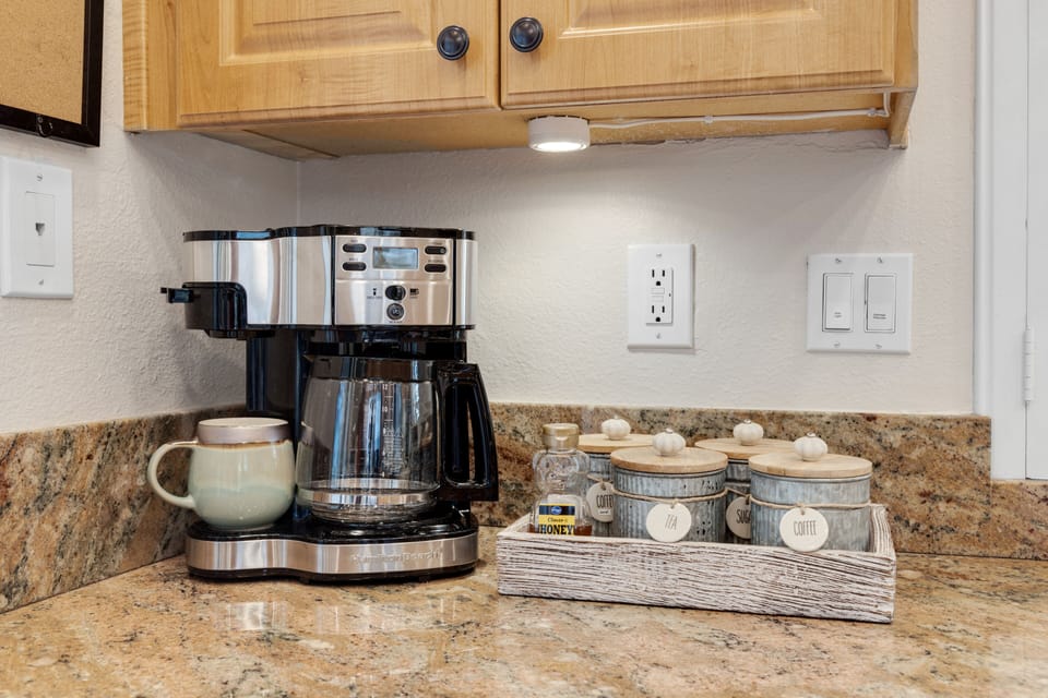 Fully stocked coffee bar