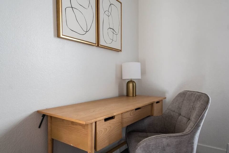 Work from home desk setup with hi-speed internet
