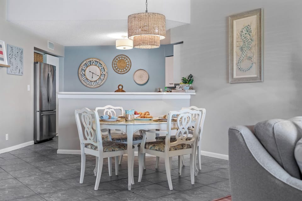 The dinning area has seating for four and easy access to the kitchen 