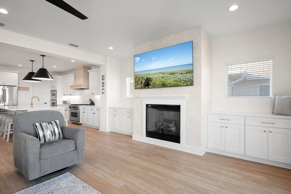 Living Room Fireplace + Smart TV