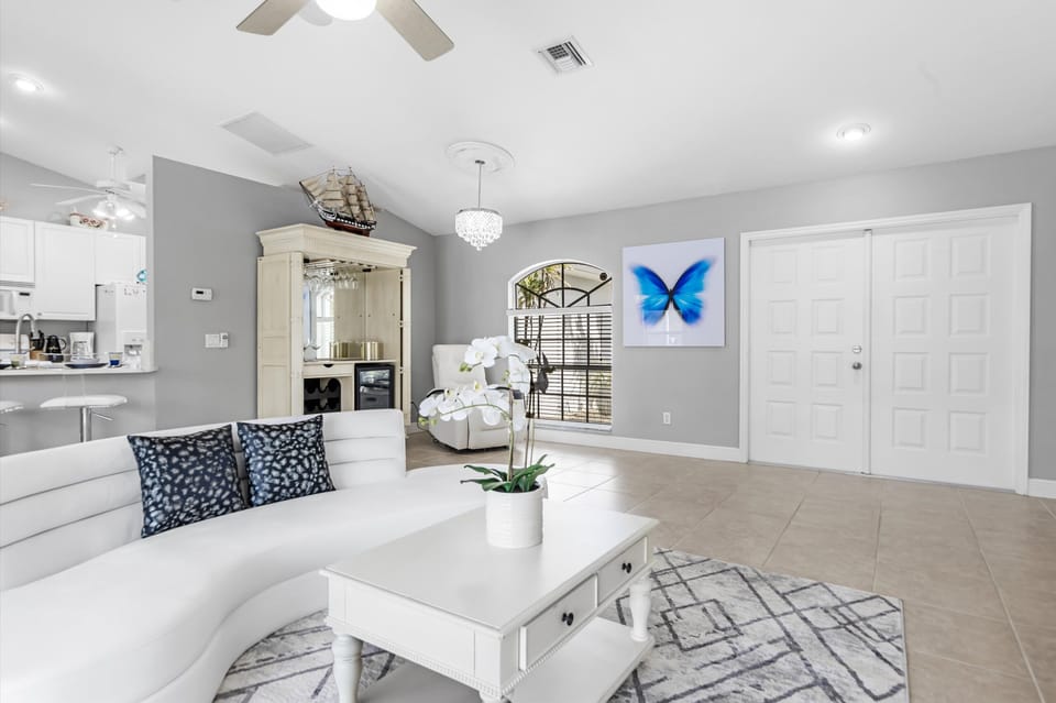 Living room with Front Door