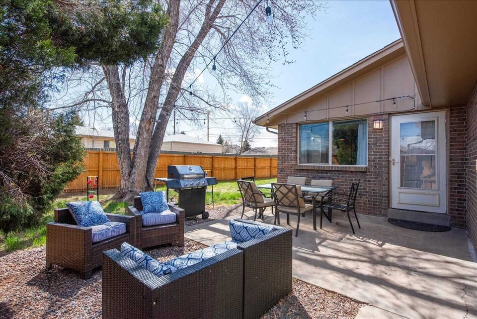 The house has a fenced in front and backyard for your use.  Relax and enjoy a meal with friends and family on the patio. Please note the patio furniture may be put into storage during the winter months.