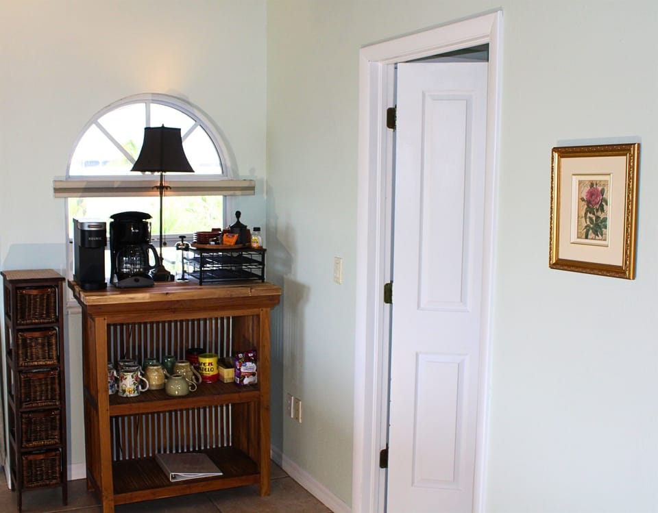 A coffee bar with a Keurig and drip coffee maker
