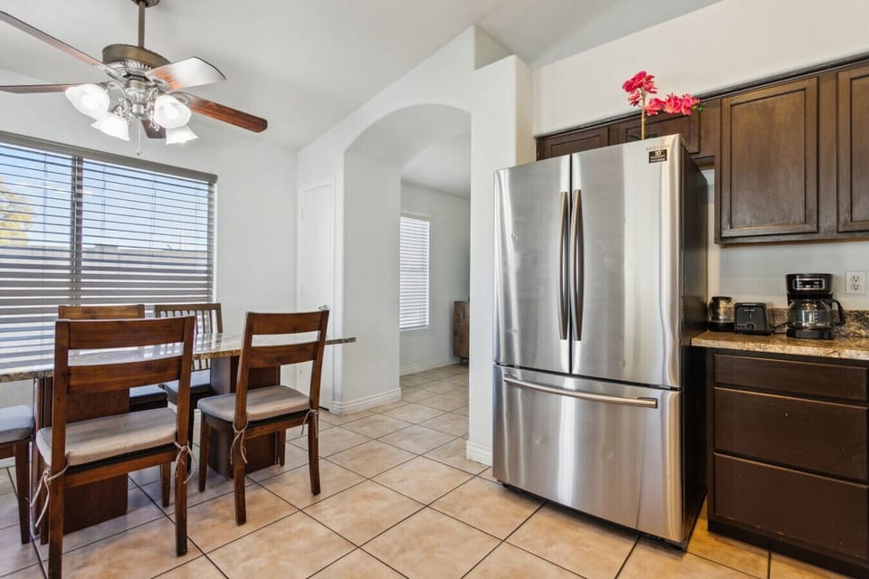 Open layout for the kitchen and dining area